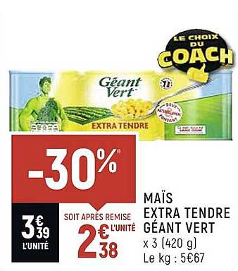 Maïs Extra Tendre Géant Vert