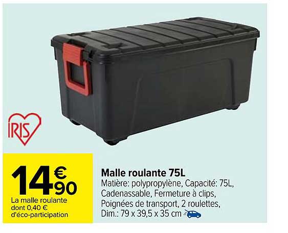 malle roulante 75l