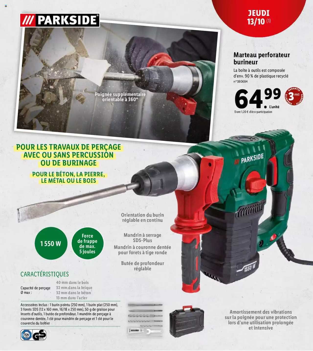 Marteau  Perforateur Burineur Parkside