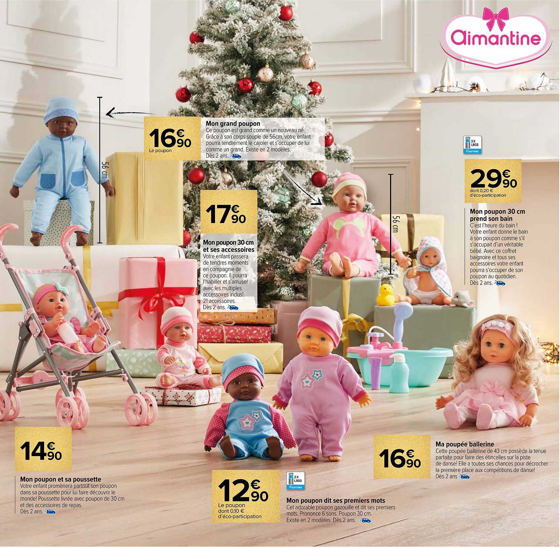 mon grand poupon, mon poupon 30 cm et ses accessoires, mon poupon 30 cm prend son bain, ma poupée ballerine, mon poupon dit ses premiers mots, mon poupon et sa poussette