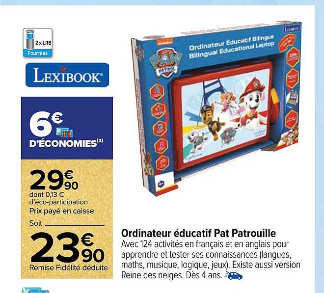 ordinateur éducatif pat patrouille lexibook