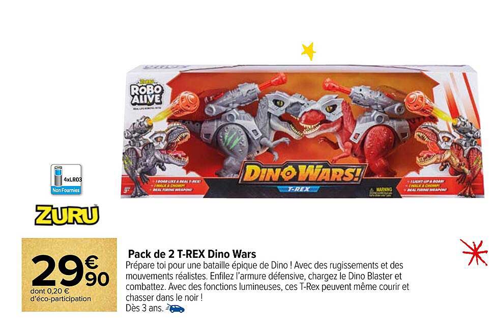 pack de 2 t-rex dino wars
