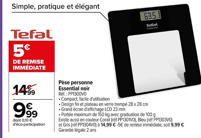 pèse personne essential noir tefal