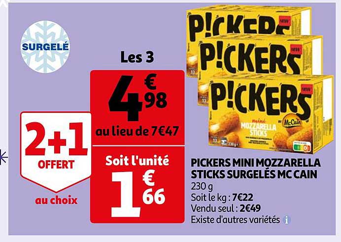 pickers mini mozzarella sticks surgelés mc cain