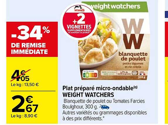 Plat Préparé Micro-ondable Weight Watchers