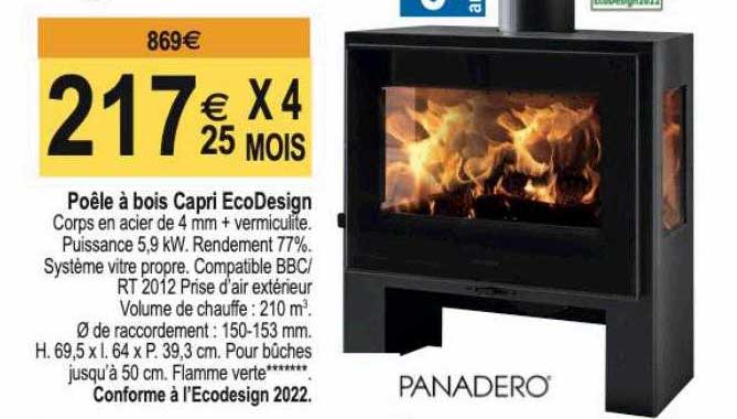 poêle à bois capri ecodesign panadero