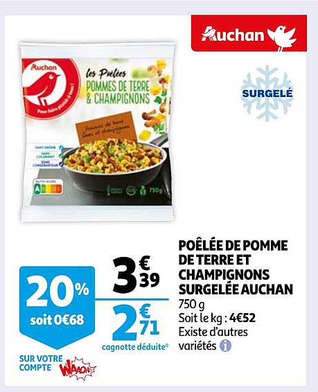 Poêlée De Pomme De Terre Et Champignons Surgelée Auchan
