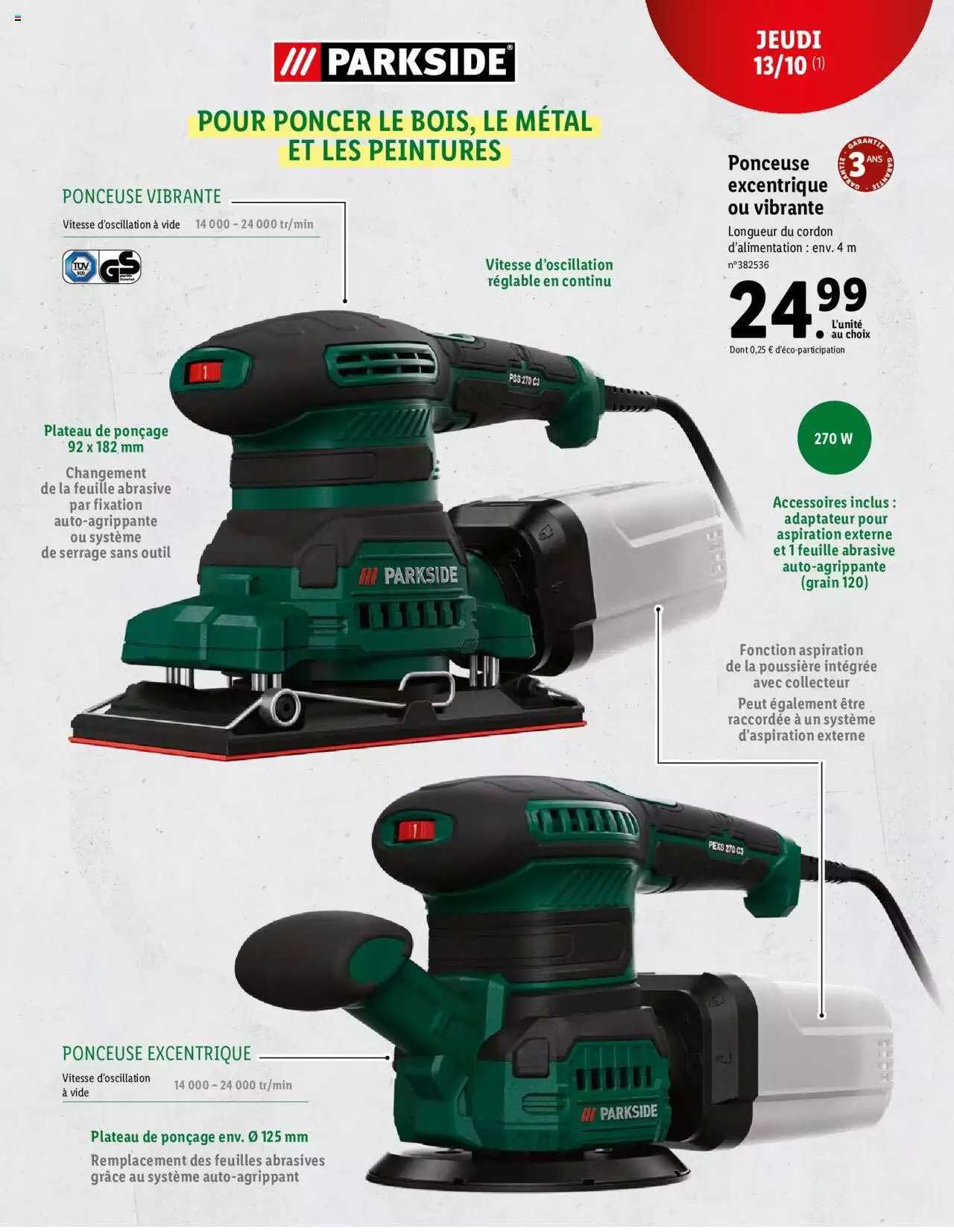 ponceuse excentrique ou vibrante parkside