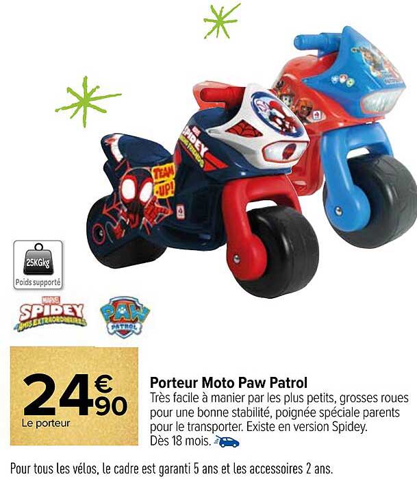 porteur moto paw patrol