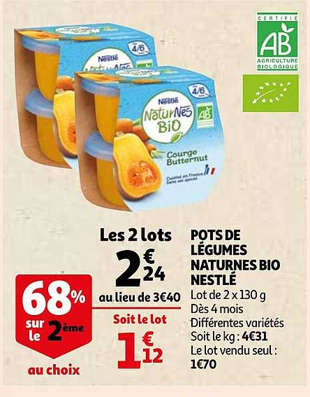 pots de légumes naturnes bio nestlé