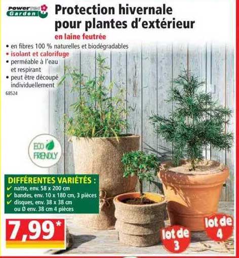 protection hivernale pour plantes d'extérieur en laine feutrée powertec garden