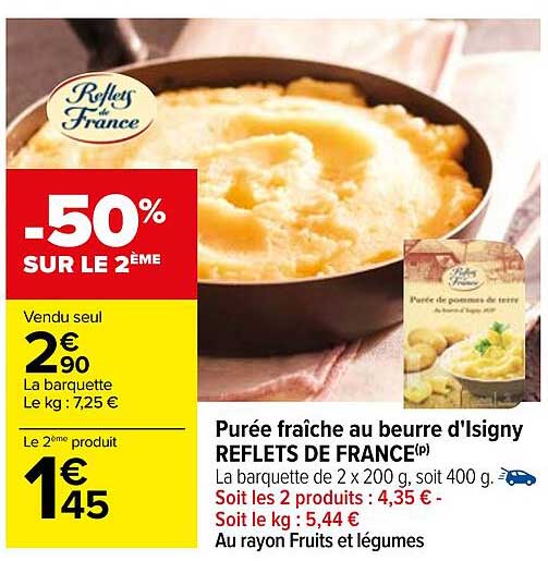 purée fraîche au beurre d'isigny reflets de france