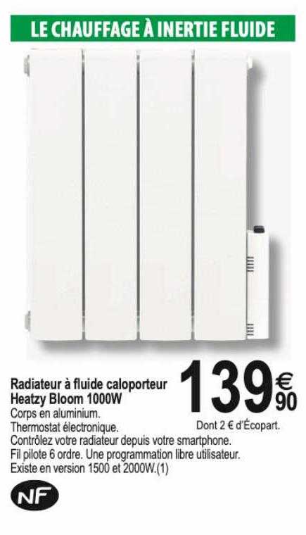 radiateur à fluide caloporteur heatzy bloom 1000w