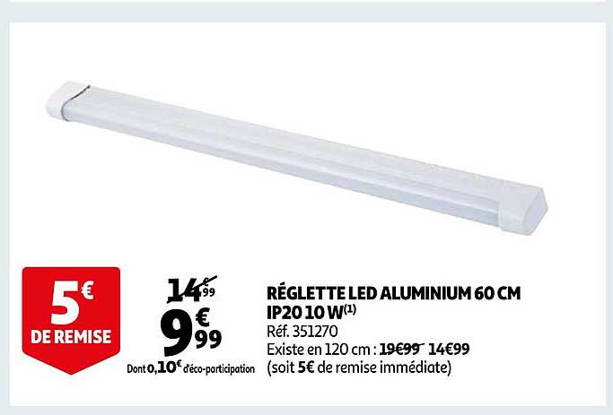 réglette led aluminium 60 cm ip20 10w