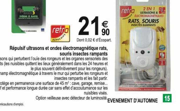 répulsif ultrasons et ondes électromagnétique rats, souris insectes rampants retro