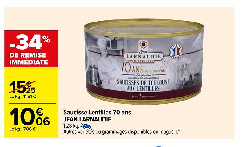 saucisse lentilles 70 ans jean larnaudie