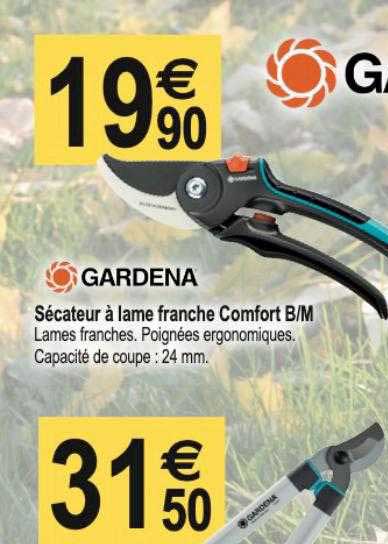sécateur à lame franche comfort b-m gardena