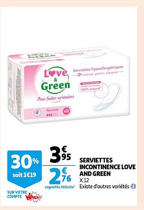 serviettes incontinence love and green