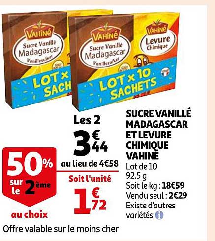 sucre vanillé madagascar et levure chimique vahiné