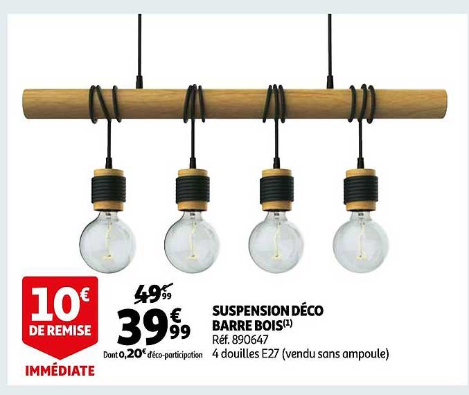 Suspension Déco Barre Bois