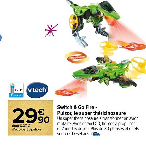 switch & go fire - pulsor, le super thérizinosaure