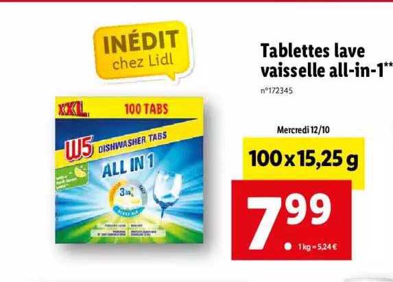 tablettes lave vaisselle all-in-1 w5