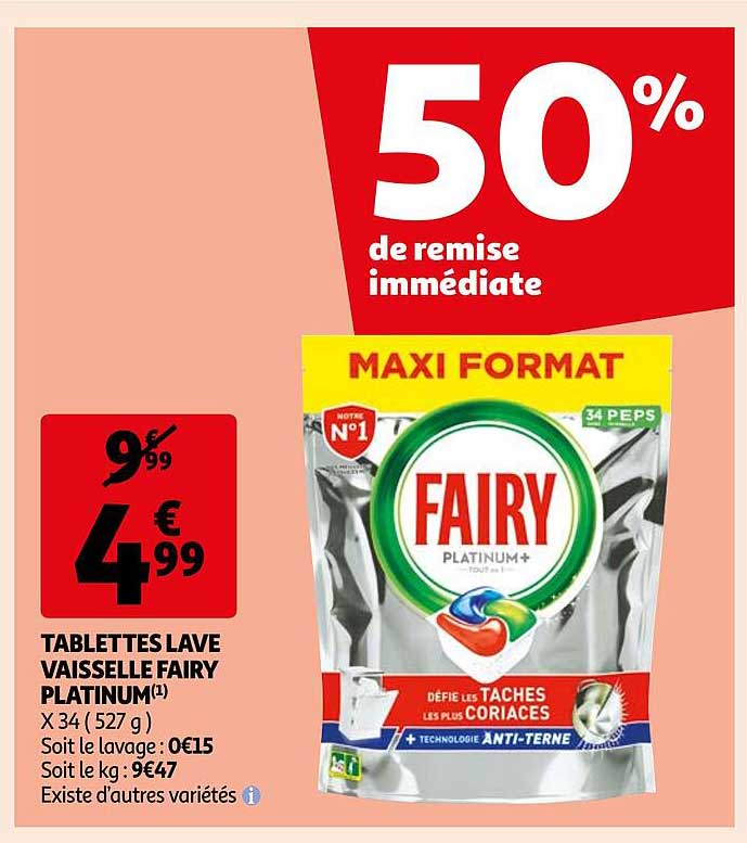 tablettes lave vaisselle fairy platinum