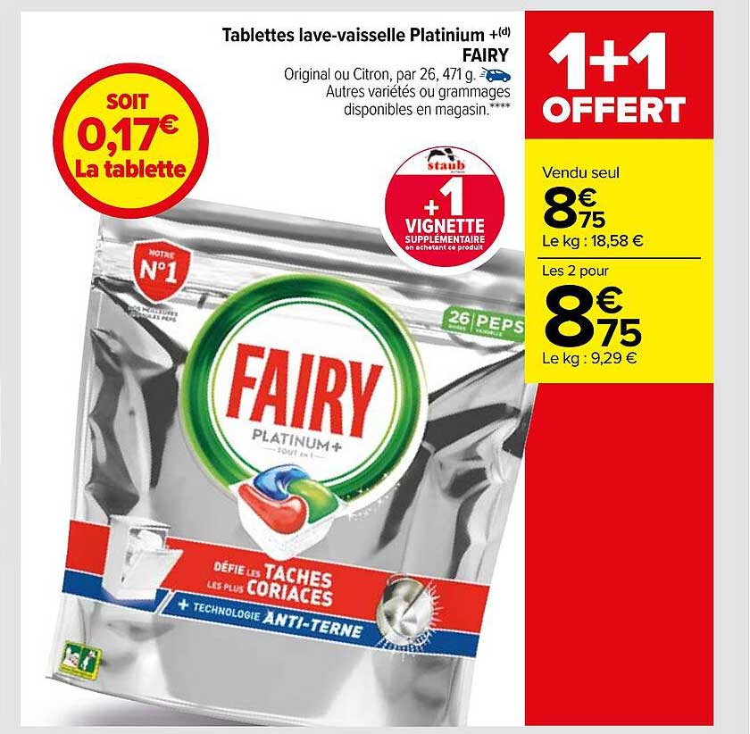 tablettes lave-vaisselle platinium+ fairy