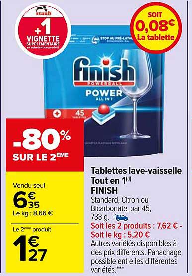 tablettes lave-vaisselle tout en 1 finish