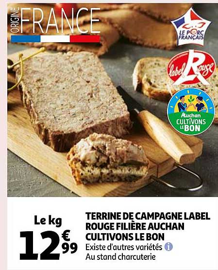 terrine de campagne label rouge filière auchan cultivons le bon