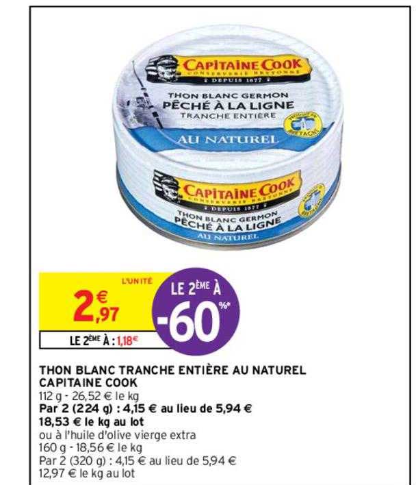 Thon Blanc Tranche Entière Au Naturel Capitaine Cook