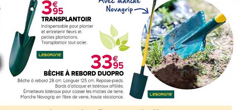 Transplantoir Leborgne, Bêche à Rebord Duopro Leborgne