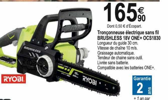 tronçonneuse électrique sans fil brushless 18v one+ ocs1830 ryobi