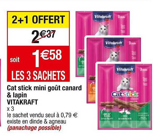 Cat Stick Mini Goût Canard & Lapin Vitakraft