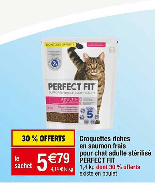 Croquettes Riches En Saumon Frais Pour Chat Adulte Stérilisé Perfect Fit