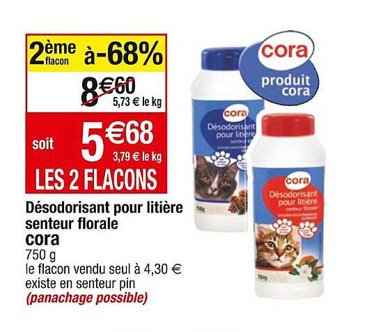 désodorisant pour litière senteur florale cora