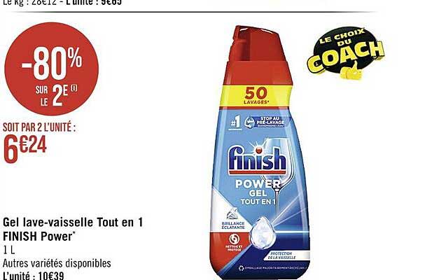 gel lave-vaisselle tout en 1 finish power