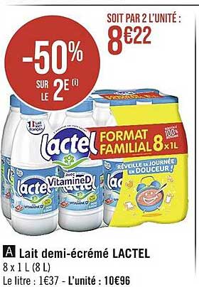 lait demi-écrémé lactel