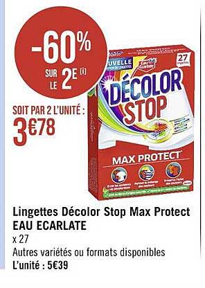 lingettes décolor stop max protect eau écarlate