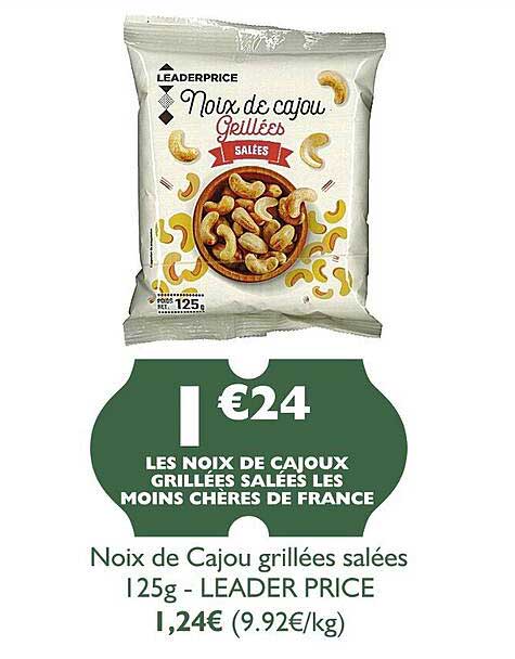 noix de cajou grillées salées - leader price