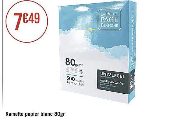 ramette papier blanc 80gr