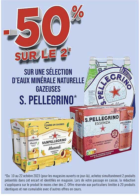 sélection d'eaux minérale naturelle gazeuses s.pellegrino