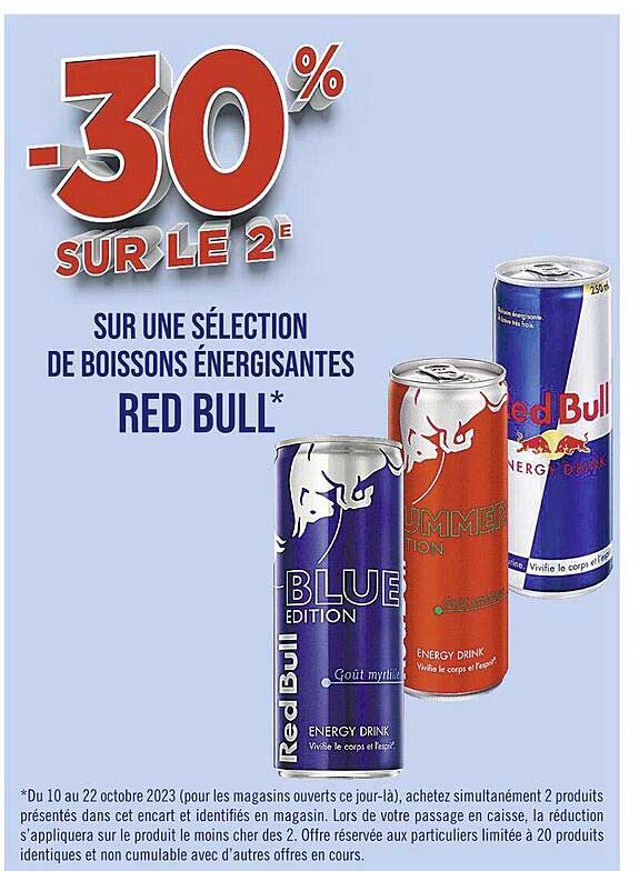 sélection de boissons énergisantes red bull