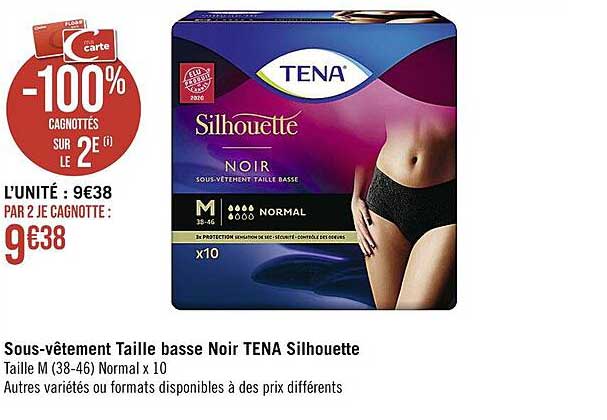 sous-vêtement taille basse noir tena silhouette