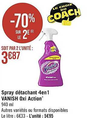 spray détachant 4 en 1 vanish oxi action