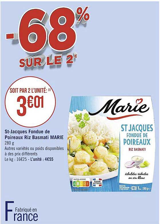 st-jacques fondue de poireaux riz basmati marie
