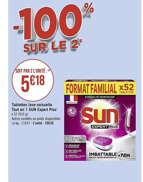 tablettes lave-vaisselle tout en 1 sun expert plus