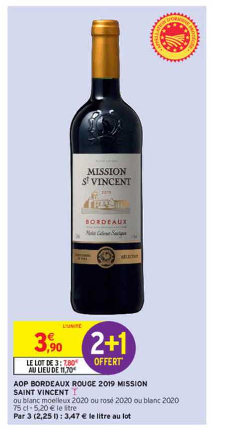 aop bordeaux rouge 2019 mission saint vincent