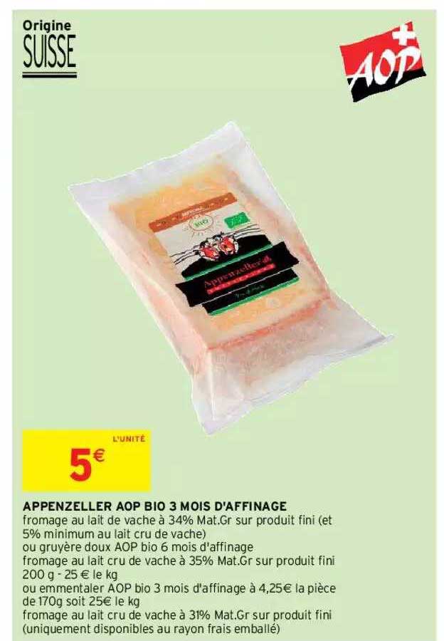 appenzeller aop bio 3 mois d'affinage