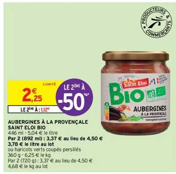 aubergines à la provençale saint éloi bio